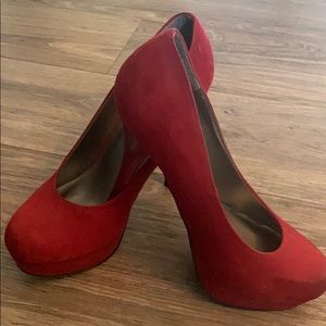 Red suede heels